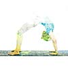 Nature harmony healthy lifestyle concept - double exposure image of  woman doing yoga asana Upward Bow Pose intense backbend. Urdhva dhanurasana asana exercise isolated