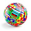 ThreeD globe sphere with flags of the world on white
