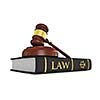 Law justice concept - wooden judge gavel on law book isolated on white background