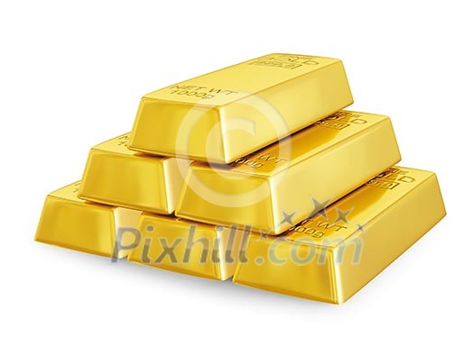 Gold bars bullions pyramid isolated Gold bars bullions pyramid isolated