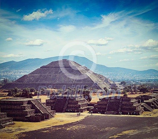 Vintage retro effect filtered hipster style image of Mexico travel background - Ancient Pyramid of the Sun. Teotihuacan. Mexico Vintage retro effect filtered hipster style image of Mexico travel background - Ancient Pyramid of the Sun. Teotihuacan. Mexico