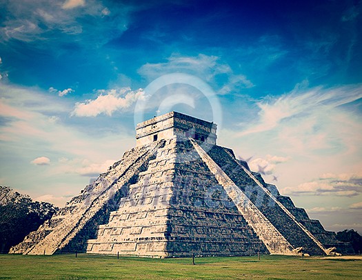 Vintage retro effect filtered hipster style image of Mexico travel background famous mexican landmark - anicent Maya mayan pyramid El Castillo Kukulkan in Chichen-Itza, Mexico Vintage retro effect filtered hipster style image of Mexico travel background famous mexican landmark - anicent Maya mayan pyramid El Castillo Kukulkan in Chichen-Itza, Mexico