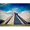 Vintage retro effect filtered hipster style image of Mexico travel background famous mexican landmark - anicent Maya mayan pyramid El Castillo Kukulkan in Chichen-Itza, Mexico