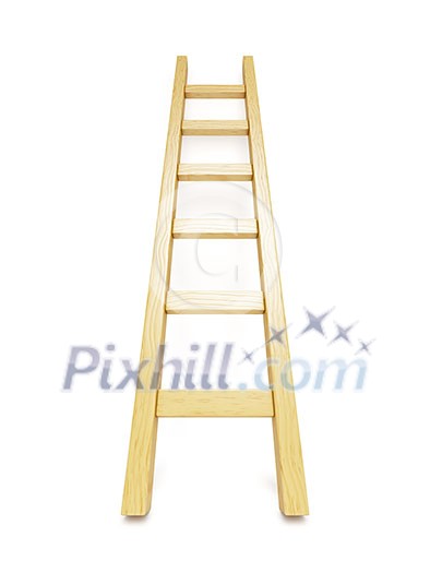Wooden ladder near white wall. 3D render illustration Wooden ladder near white wall. 3D render illustration