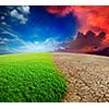 Ecology landscape - climate change concept, desert invasion