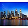 Singapore skyline and river in evening