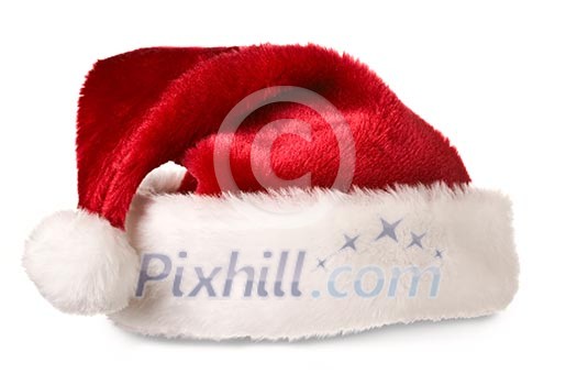 Santa's red hat isolated on white background with shadow