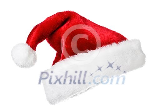 Santa's red hat isolated on white