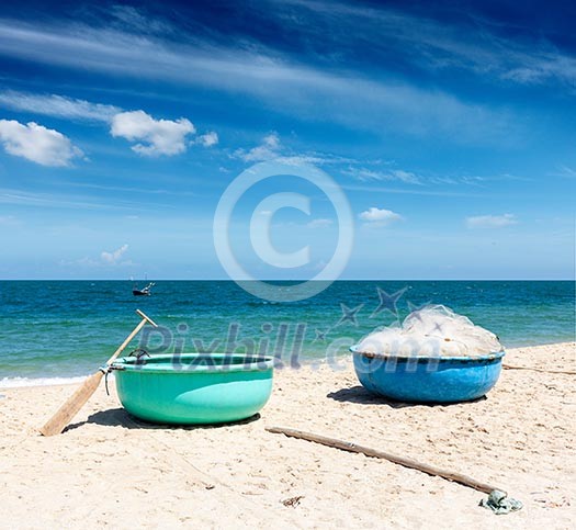 Fishing boats on beach. Mui Ne, Vietnam