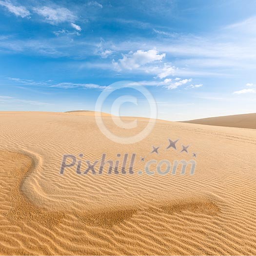 White sand dunes on sunrise, Mui Ne, Vietnam