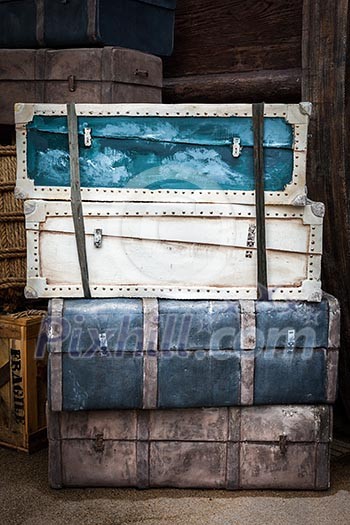 Vintage luggage crates, boxes, suitcases