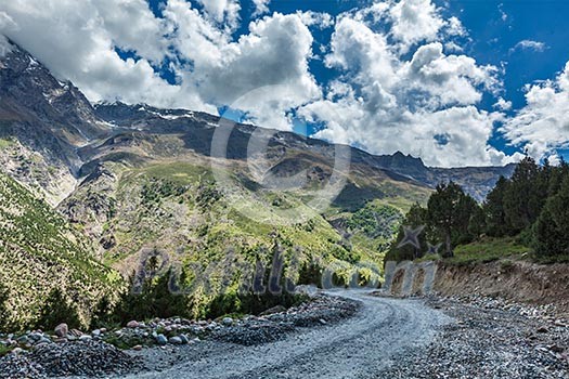 Road in Himalayas. Lahaul valley, Himachal Pradesh, India Road in Himalayas. Lahaul valley, Himachal Pradesh, India
