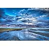 High dynamic range image (HDR) of Himalayan mountain lake in Himalayas Tso Moriri, Korzok,  Changthang area, Ladakh, Jammu and Kashmir, India