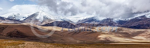 Panorama of Tso Kar - fluctuating salt lake in Himalayas. Rapshu, Ladakh, Jammu and Kashmir, India Panorama of Tso Kar - fluctuating salt lake in Himalayas. Rapshu, Ladakh, Jammu and Kashmir, India