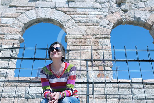 tourist woman in italian city verona tourist woman in italian city verona