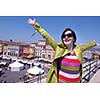 tourist woman in italian city verona