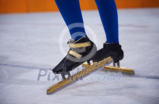 speed skating sport with young athletes