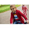 Young boy on the bicycle at Park