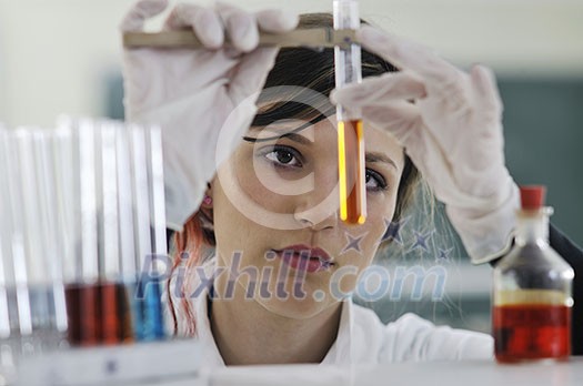 science chemistry classes with young student woman in labaratory