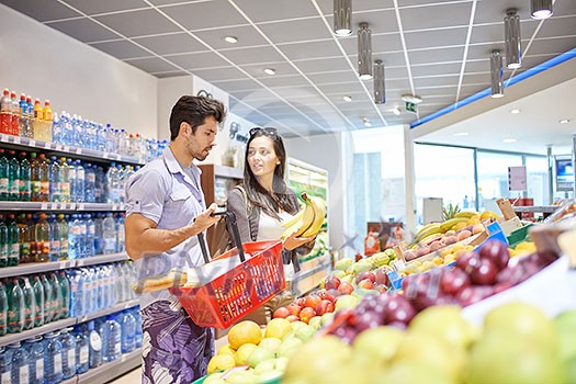 Young couple shopping in a supermarket