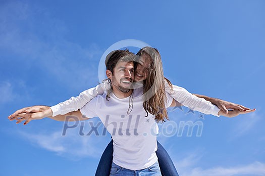happy young romantic couple have fun relax smile at modern home outdoor terace balcony terace happy young romantic couple have fun relax smile at modern home outdoor terace balcony terace