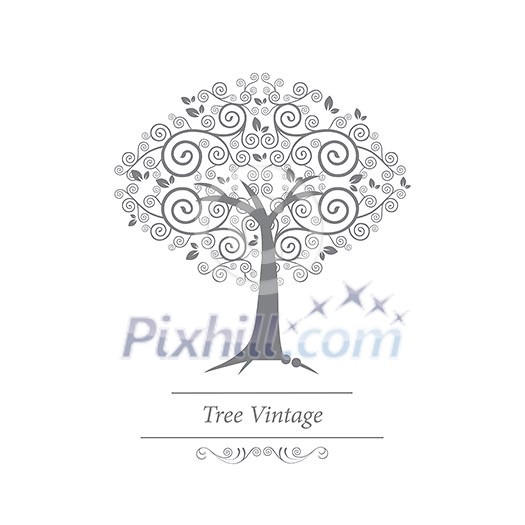 vector decorative tree vintage style 