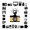 vector camera and storage icons set 