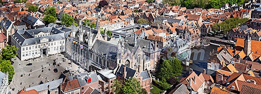 Panorama of aerial view of Bruges (Brugge) from Belfry, Belgium Panorama of aerial view of Bruges (Brugge) from Belfry, Belgium