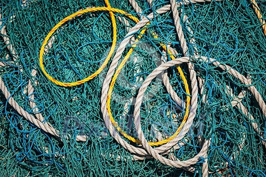 Fishing net and ropes close up. Tamil Nadu, India Fishing net and ropes close up. Tamil Nadu, India