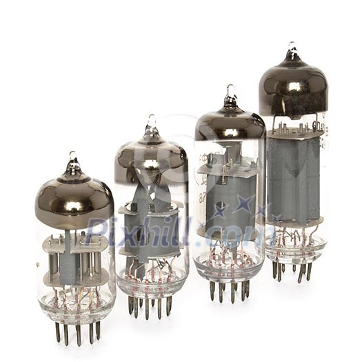Old vacuum tubes on white background Old vacuum tubes on white background