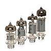 Old vacuum tubes on white background