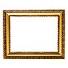 Empty gold plated wooden picture frame isolated on white backround