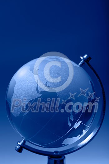 Crystal glass globe blue tinted Crystal glass globe blue tinted