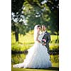 Portrait of a young wedding couple on their wedding day