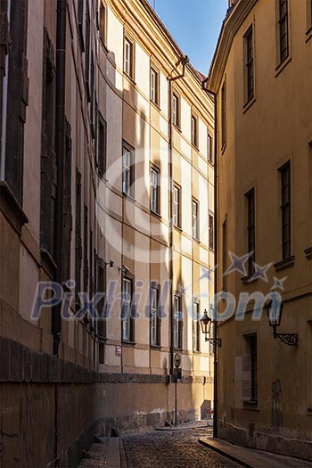 Prague street with old houses, Prague, Czech Republic