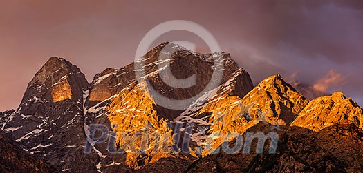 Himalayas mountains on sunset. Himachal Pradesh, India Himalayas mountains on sunset. Himachal Pradesh, India