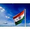 India indian flag in blue sky - copyspace