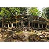 Travel Cambodia concept background - panorama of ancient ruins of Ta Prohm temple, Angkor, Cambodia