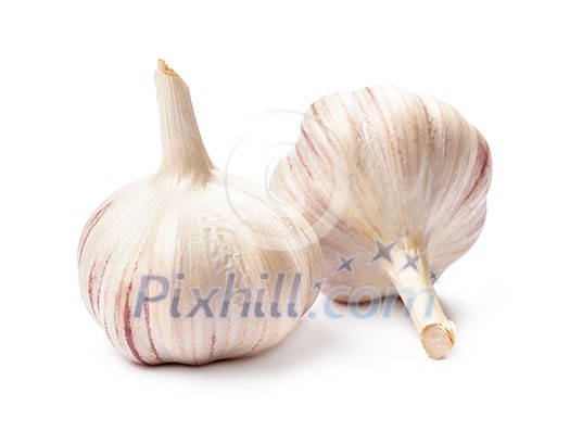 Two garlic bulbs isolated on white background Two garlic bulbs isolated on white background