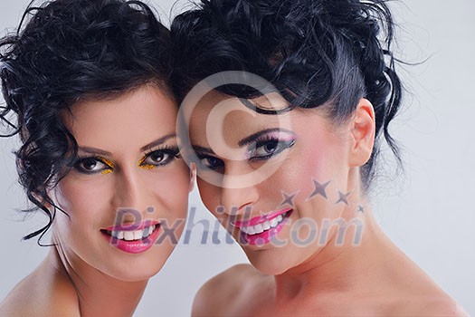 Fashion Beauty. Beautiful Woman With hairsyle and Luxury Makeup isolated on white background nn studio . Beautiful Girl Face Fashion Beauty. Beautiful Woman With hairsyle and Luxury Makeup isolated on white background nn studio . Beautiful Girl Face