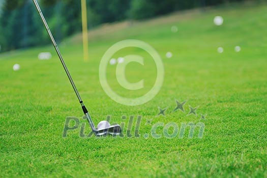 golf ball on sports golf course and hole golf ball on sports golf course and hole