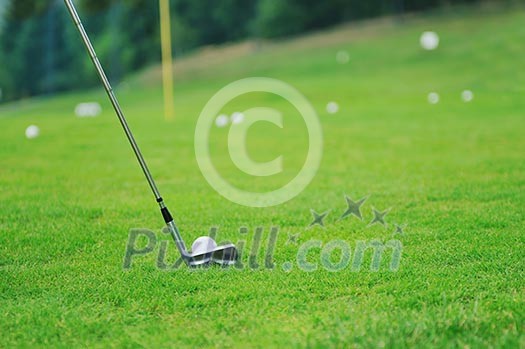 golf ball on sports golf course and hole