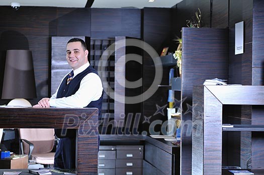 reception service man hotel indoor smile travel reception service man hotel indoor smile travel