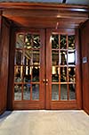 big wood door indoor restaurant