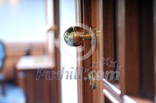 wood door luxury handle open