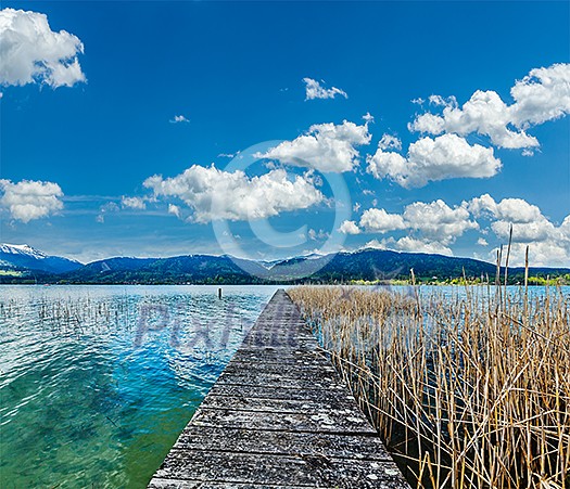 Pier in the lake in countryside, Bavaria, Germany Pier in the lake in countryside, Bavaria, Germany