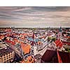 Vintage retro effect filtered hipster style travel image of aerial view of Munich - Marienplatz and Altes Rathaus, Bavaria, Germany