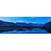 Panorama of  Nubra valley in Himalayas after sunset in twilight. Ladakh, India