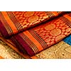 Indian silk saries close up. Background