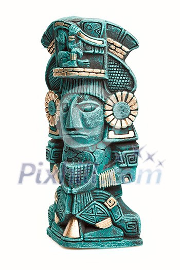 Mayan god statue from Mexico isolated on white background Mayan god statue from Mexico isolated on white background